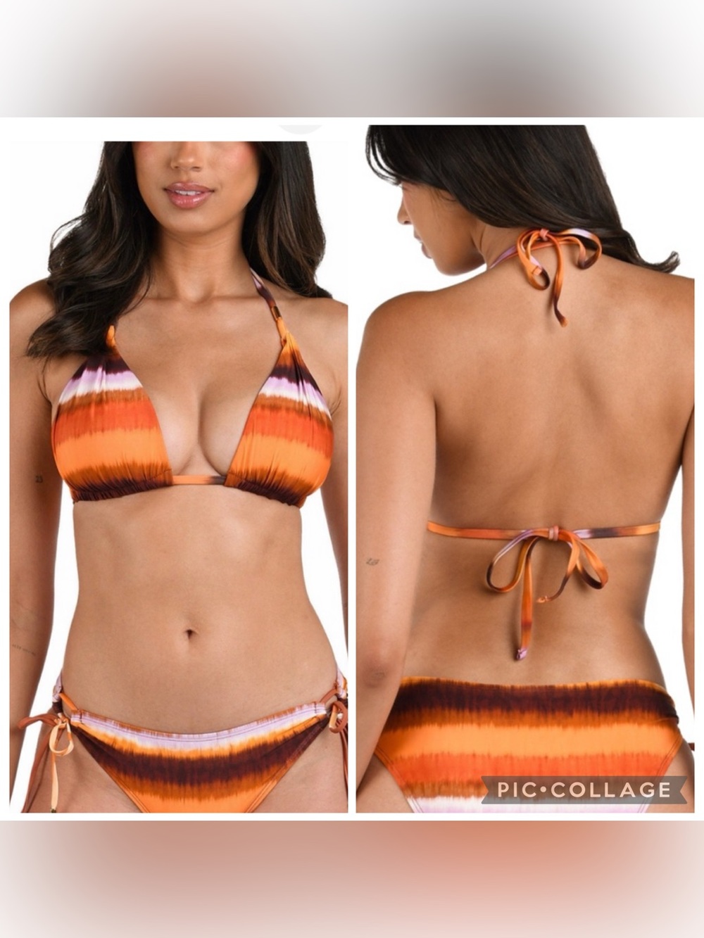 La Blanca Upon The Horizon Halter Triangle Bikini Top in the Sunset Size Large